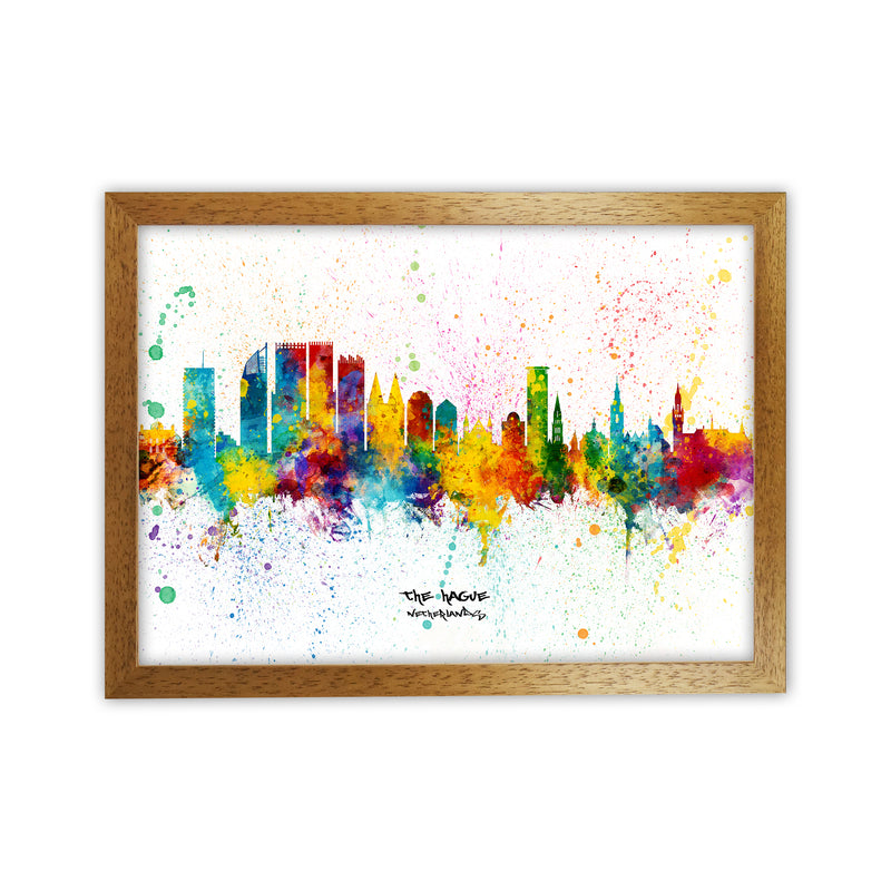 The Hague Netherlands Skyline Splash Art Print by Michael Tompsett Oak Grain