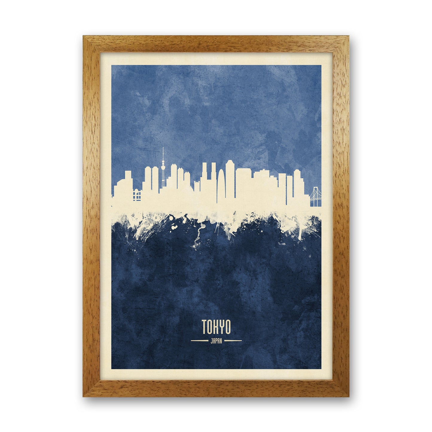 Tokyo Japan Skyline Portrait Navy Art Print by Michael Tompsett Oak Grain