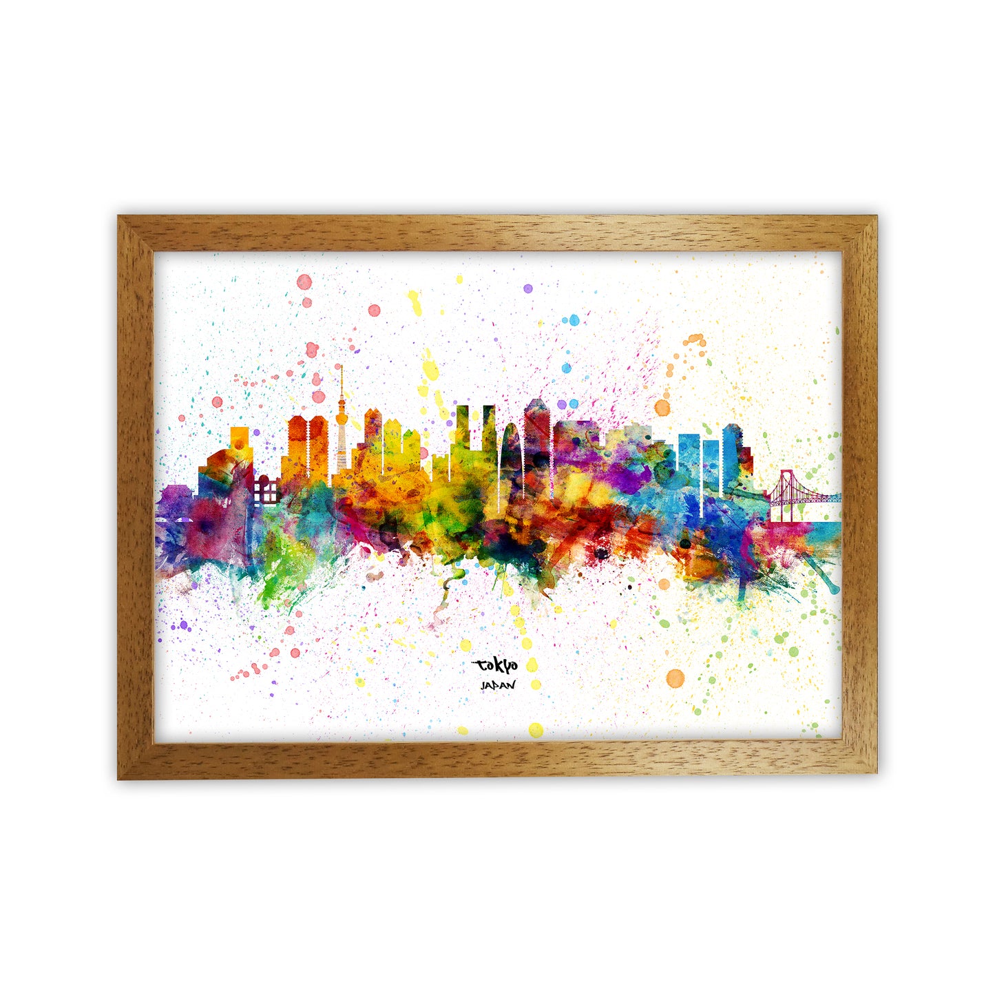 Tokyo Japan Skyline Splash Art Print by Michael Tompsett Oak Grain