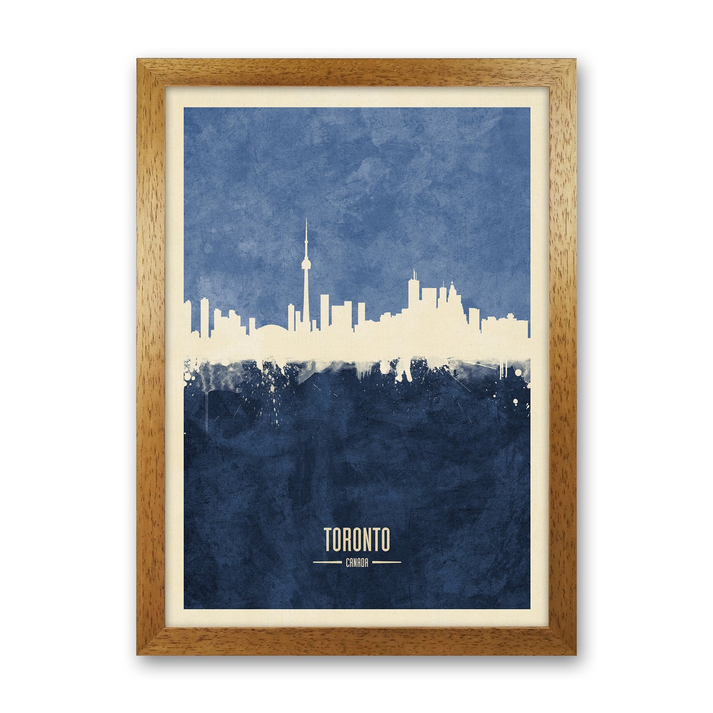 Toronto Canada Skyline Portrait Navy Art Print by Michael Tompsett Oak Grain