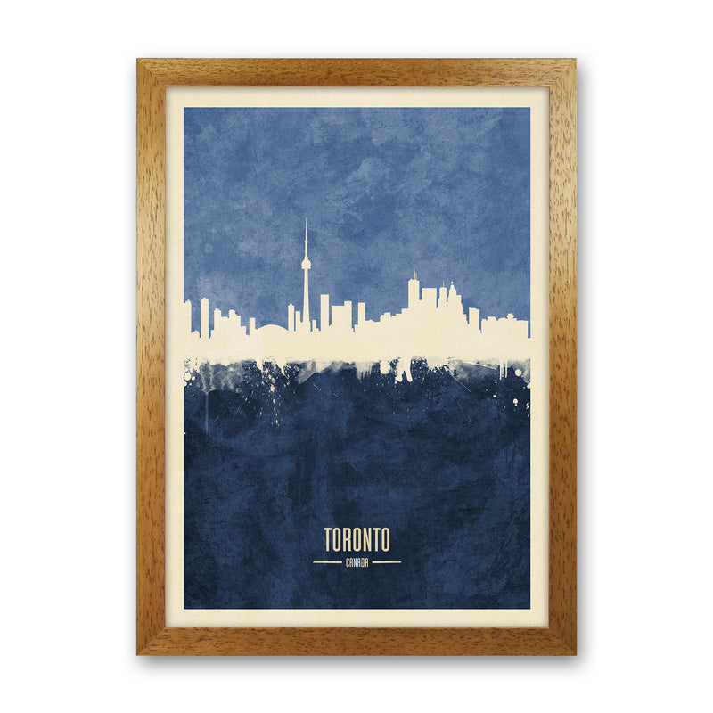 Toronto Canada Skyline Portrait Navy Art Print by Michael Tompsett Oak Grain