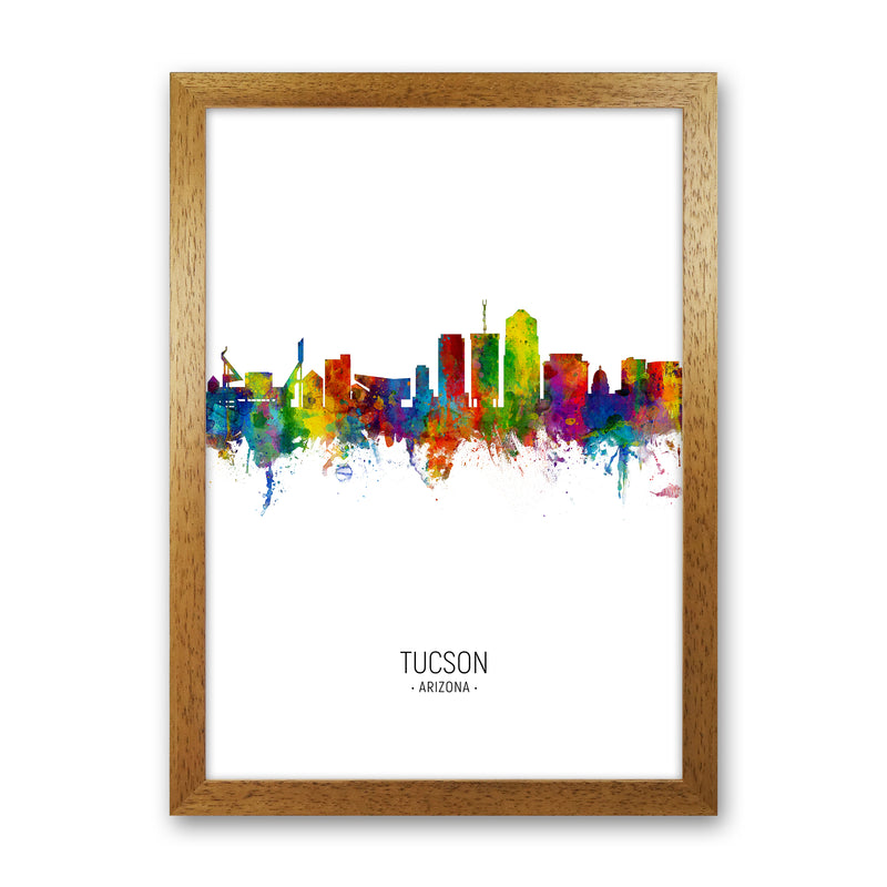 Tucson Arizona Skyline Portrait Art Print by Michael Tompsett Oak Grain