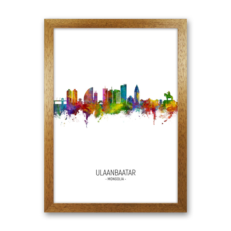 Ulaanbaatar Mongolia Skyline Portrait Art Print by Michael Tompsett Oak Grain
