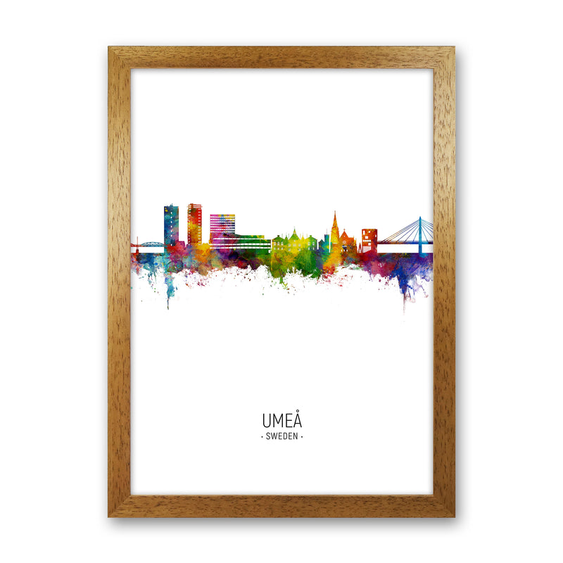 Umea Sweden Skyline Portrait Art Print by Michael Tompsett Oak Grain