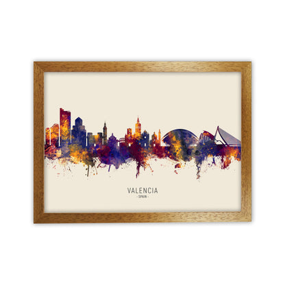 Valencia Spain Skyline Autumn City Name Art Print by Michael Tompsett Oak Grain