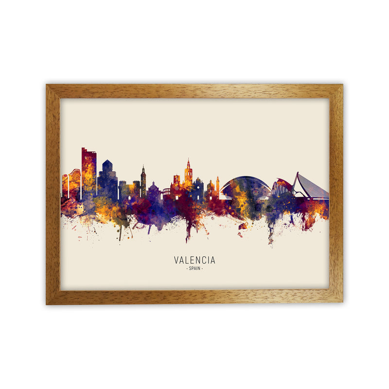 Valencia Spain Skyline Autumn City Name Art Print by Michael Tompsett Oak Grain