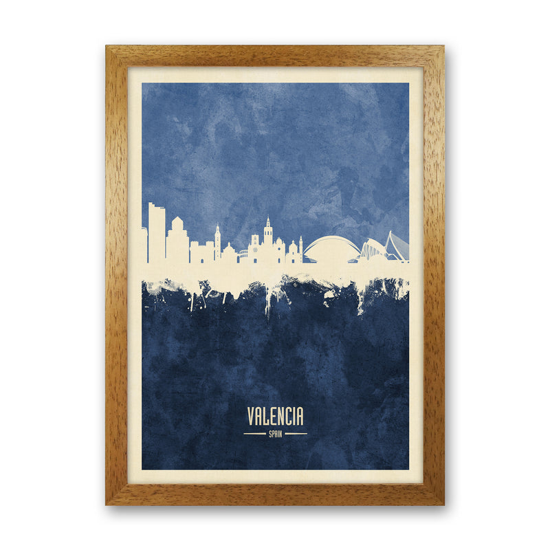 Valencia Spain Skyline Portrait Navy Art Print by Michael Tompsett Oak Grain