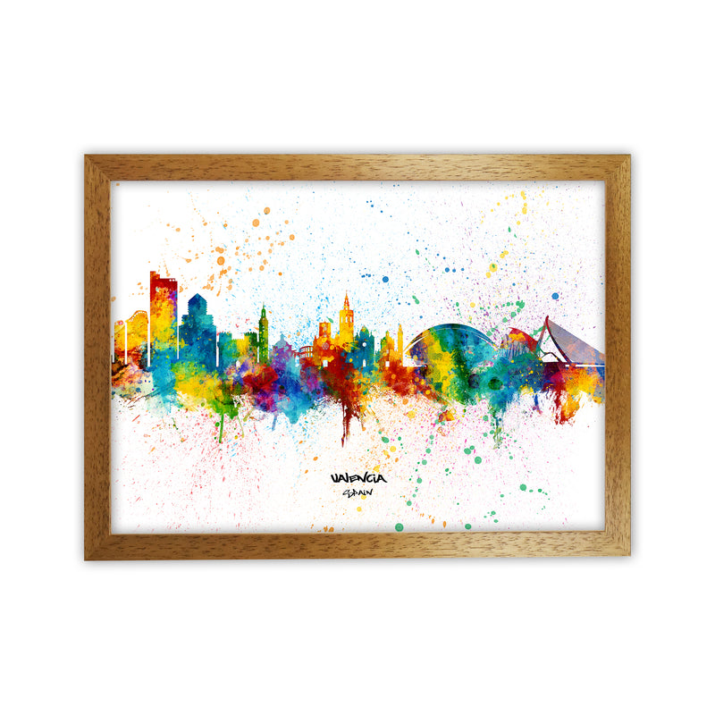Valencia Spain Skyline Splash Art Print by Michael Tompsett Oak Grain