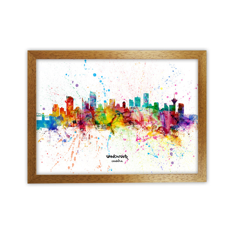 Vancouver Canada Skyline Splash Art Print by Michael Tompsett Oak Grain