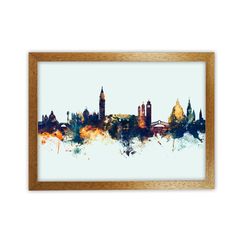 Venice Italy Skyline Blue Orange Art Print by Michael Tompsett Oak Grain