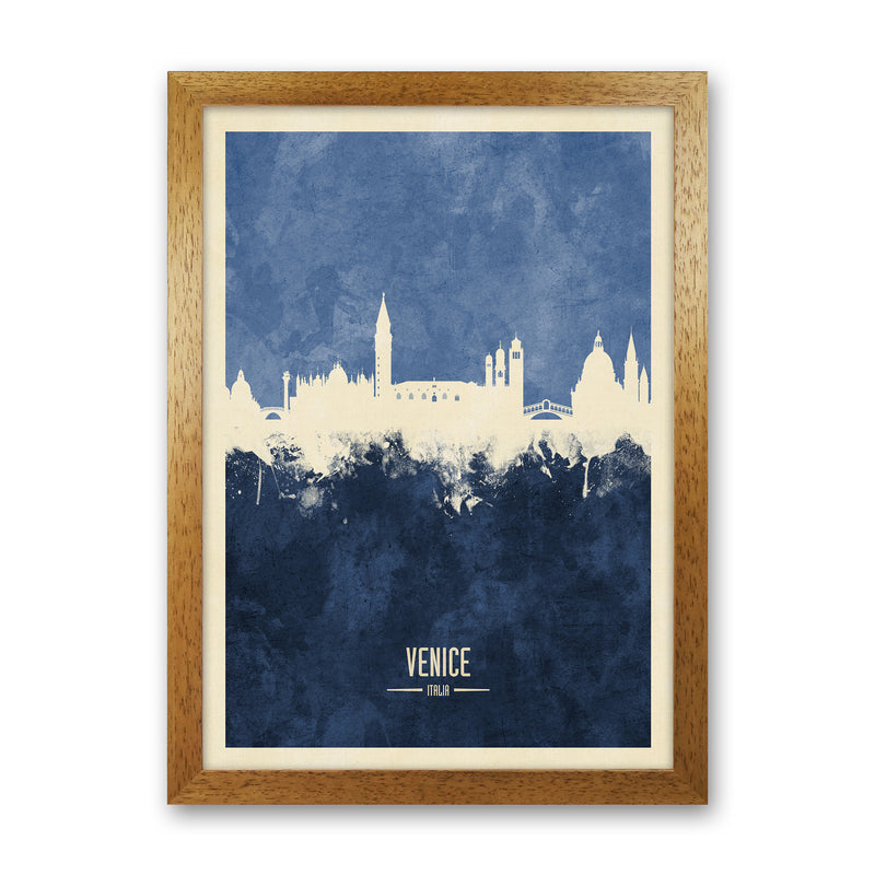 Venice Italy Skyline Portrait Navy Art Print by Michael Tompsett Oak Grain