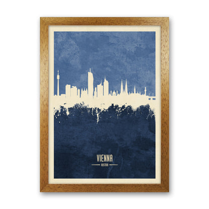 Vienna Austria Skyline Portrait Navy Art Print by Michael Tompsett Oak Grain
