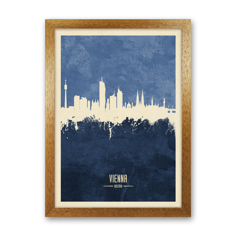 Vienna Austria Skyline Portrait Navy Art Print by Michael Tompsett Oak Grain