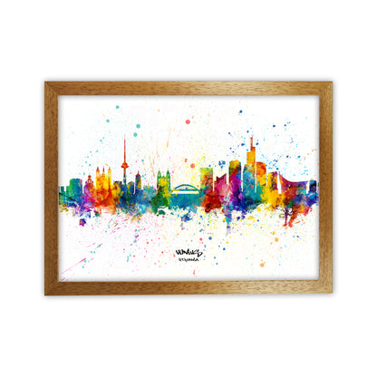 Vilnius Lithuania Skyline Splash Art Print by Michael Tompsett Oak Grain