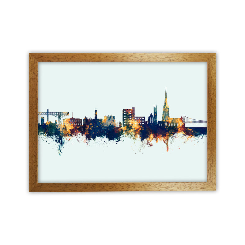 Warrington England Skyline Blue Orange Art Print by Michael Tompsett Oak Grain