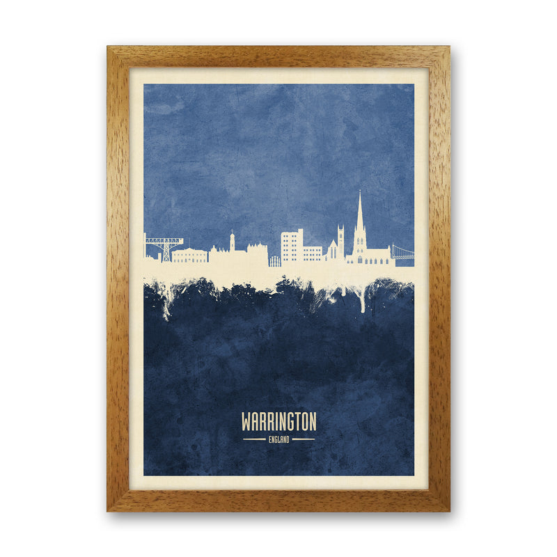 Warrington England Skyline Portrait Navy Art Print by Michael Tompsett Oak Grain