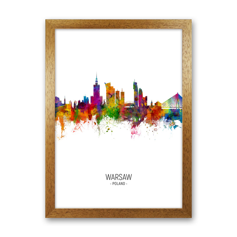 Warsaw Poland Skyline Portrait Art Print by Michael Tompsett Oak Grain