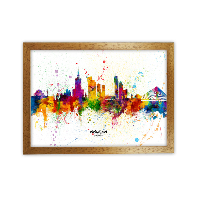 Warsaw Poland Skyline Splash Art Print by Michael Tompsett Oak Grain