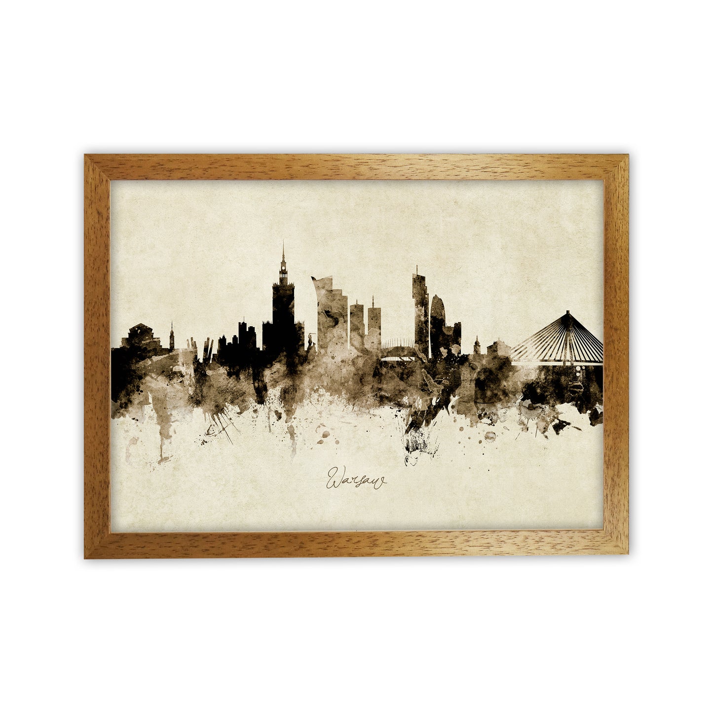 Warsaw Poland Skyline Vintage Art Print by Michael Tompsett Oak Grain