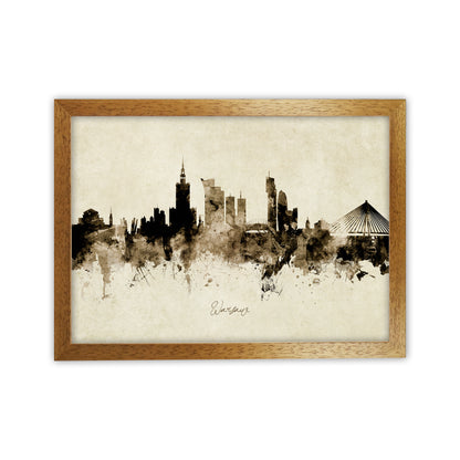 Warsaw Poland Skyline Vintage Art Print by Michael Tompsett Oak Grain