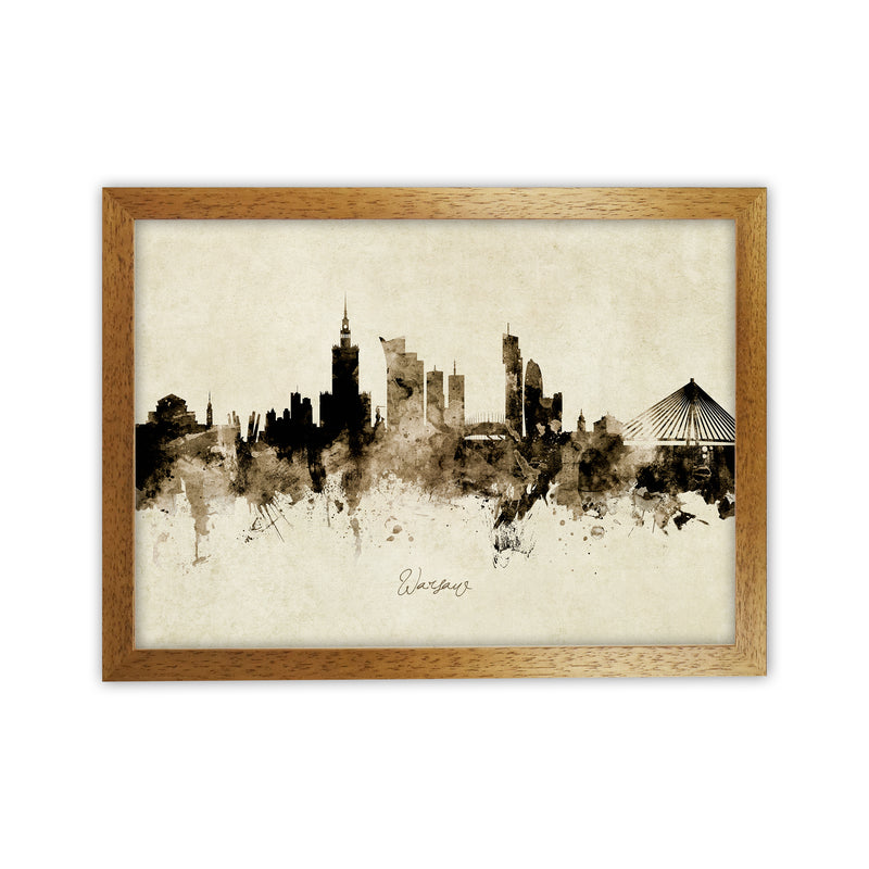 Warsaw Poland Skyline Vintage Art Print by Michael Tompsett Oak Grain