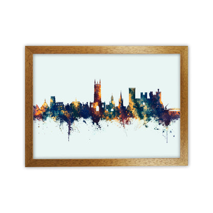 Warwick England Skyline Blue Orange Art Print by Michael Tompsett Oak Grain