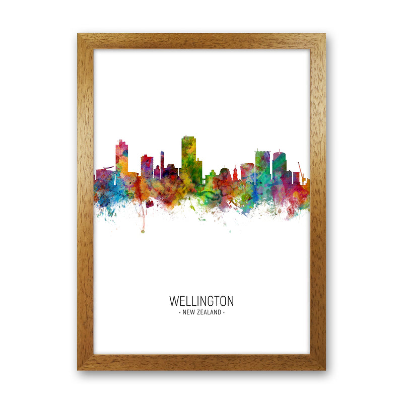 Wellington New Zealand Skyline Portrait Art Print by Michael Tompsett Oak Grain