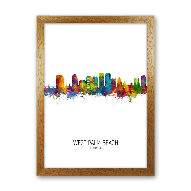 West Palm Beach Florida Skyline Portrait Art Print by Michael Tompsett Oak Grain