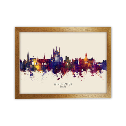 Winchester England Skyline Autumn City Name Art Print by Michael Tompsett Oak Grain
