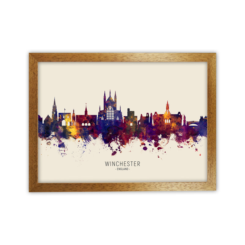 Winchester England Skyline Autumn City Name Art Print by Michael Tompsett Oak Grain