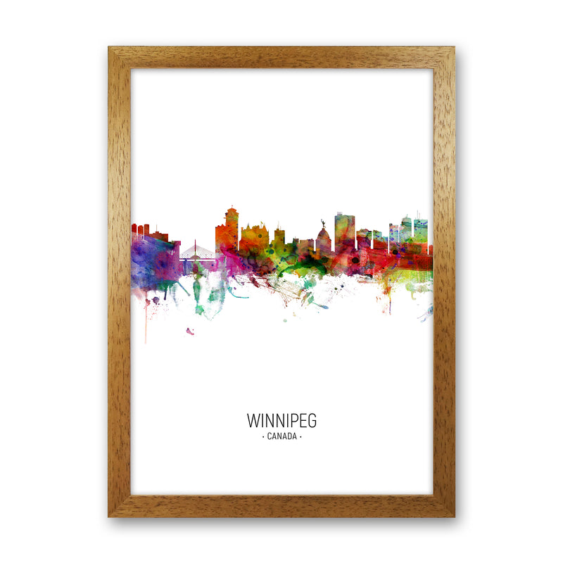 Winnipeg Canada Skyline Portrait Art Print by Michael Tompsett Oak Grain