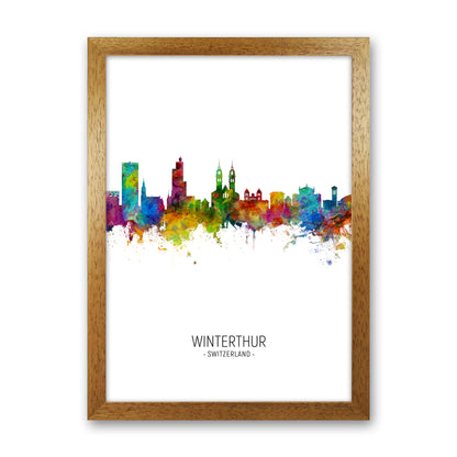 Winterthur Switzerland Skyline Portrait Art Print by Michael Tompsett Oak Grain