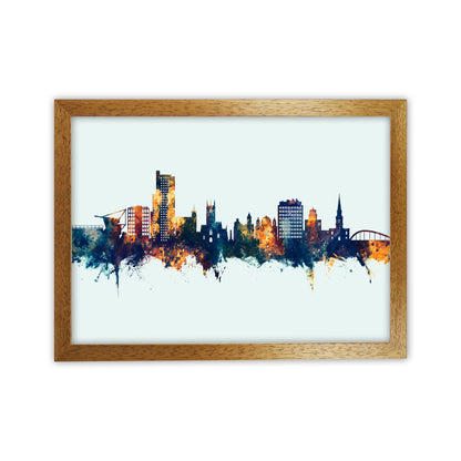 Wolverhampton England Skyline Blue Orange Art Print by Michael Tompsett Oak Grain
