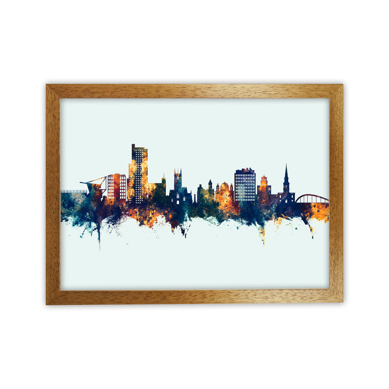 Wolverhampton England Skyline Blue Orange Art Print by Michael Tompsett Oak Grain