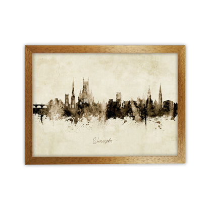 Worcester England Skyline Vintage Art Print by Michael Tompsett Oak Grain