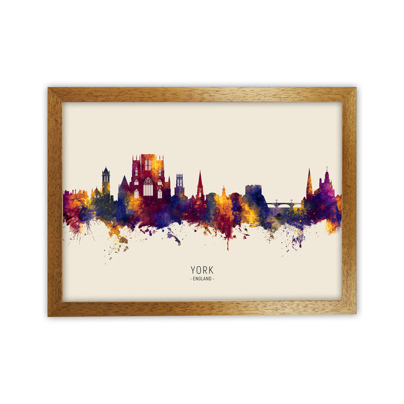 York England Skyline Autumn City Name Art Print by Michael Tompsett Oak Grain