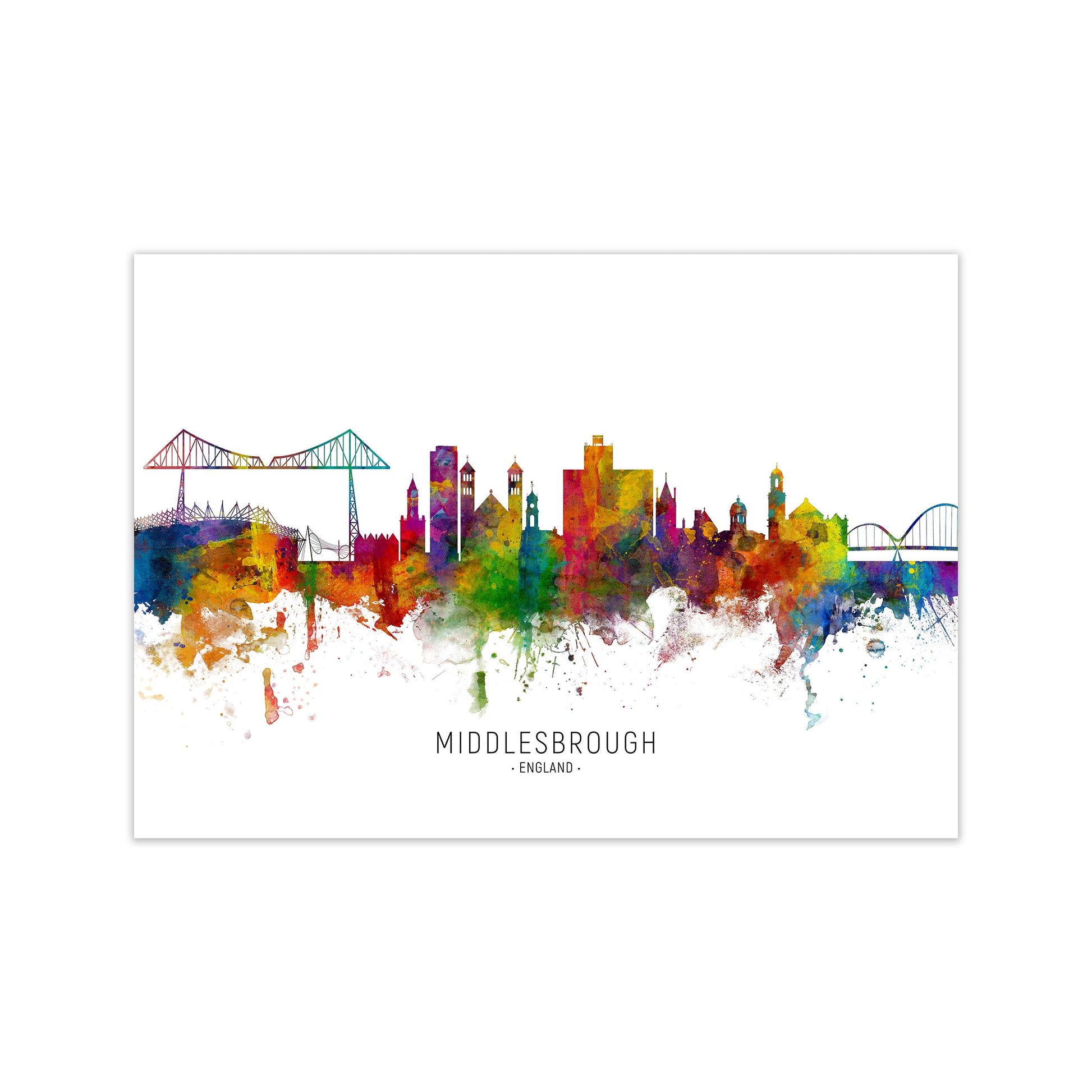 Middlesbrough England Skyline Art Print by Michael Tompsett Print Only