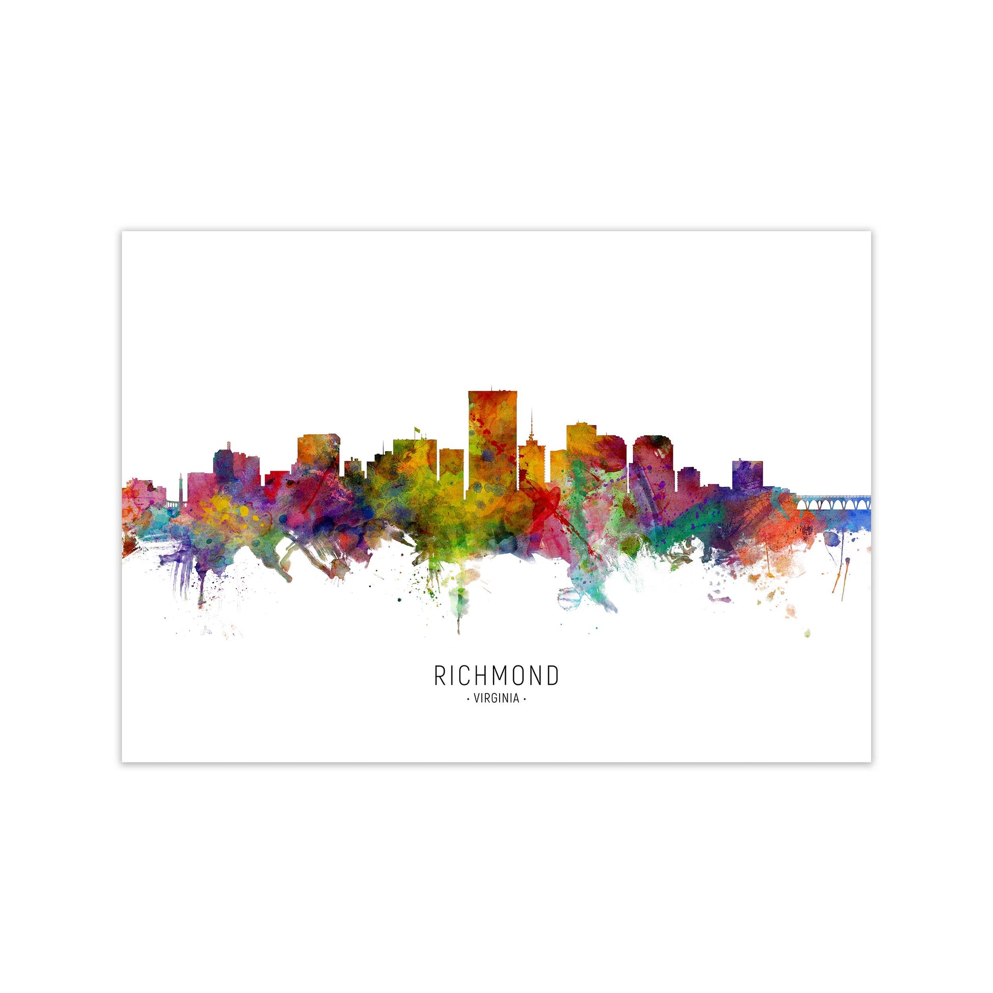 Richmond Virginia Skyline Art Print by Michael Tompsett Print Only