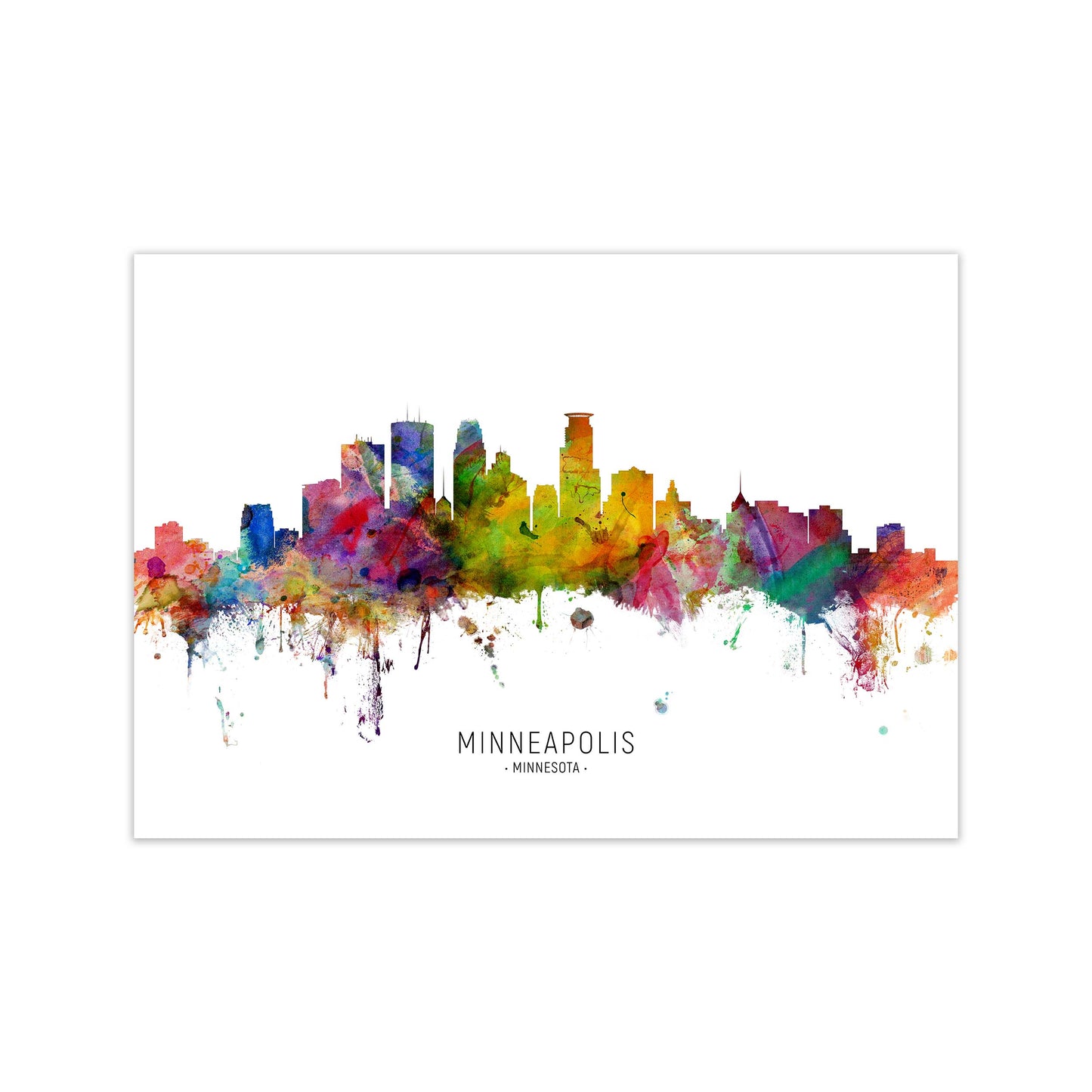 Minneapolis Minnesota Skyline Art Print by Michael Tompsett Print Only