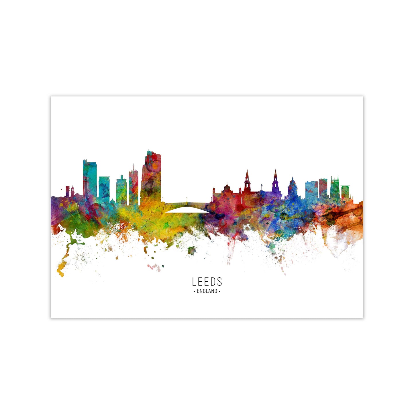 Leeds England Skyline Art Print by Michael Tompsett Print Only