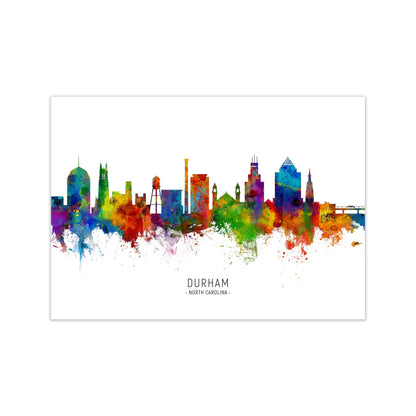 Durham North Carolina Skyline Art Print by Michael Tompsett Print Only