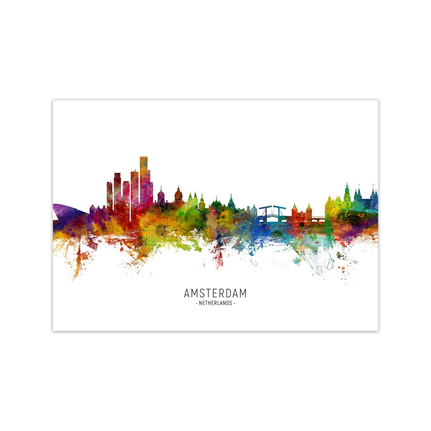 Amsterdam Netherlands Skyline Art Print by Michael Tompsett Print Only