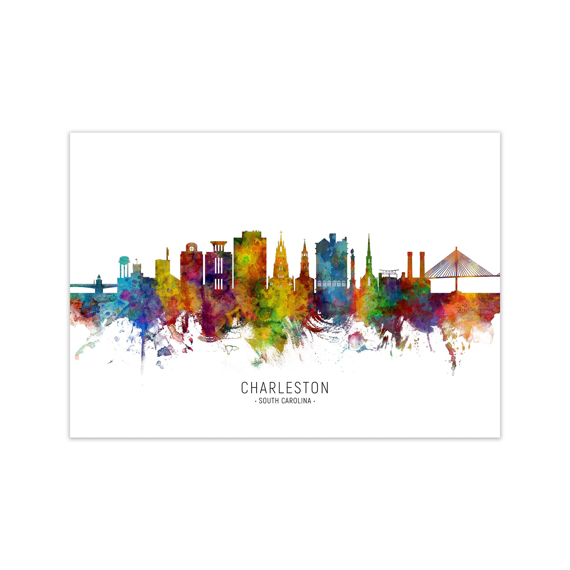 Charleston South Carolina Skyline Print by Michael Tompsett Print Only