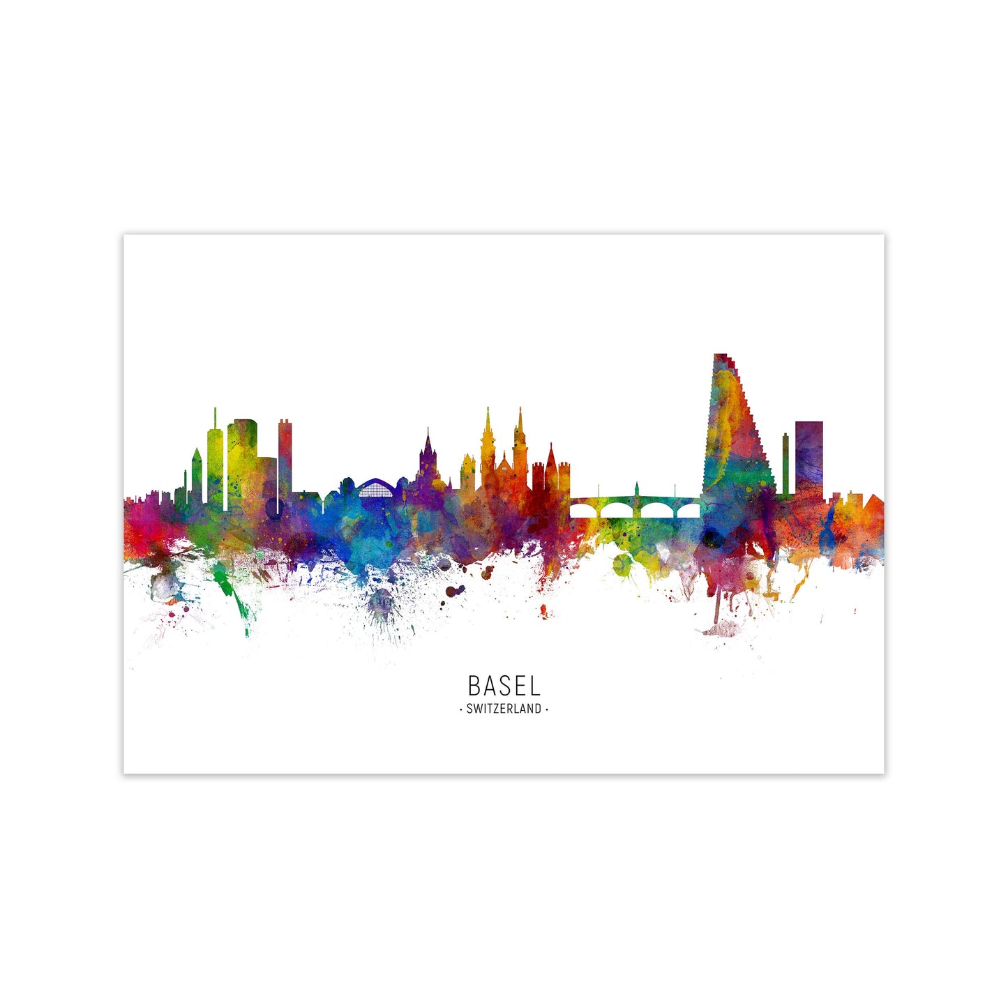 Basel Switzerland Skyline Art Print by Michael Tompsett Print Only
