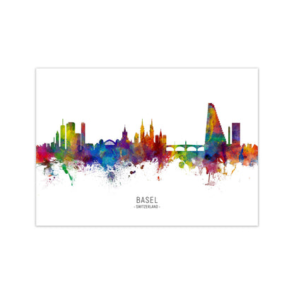 Basel Switzerland Skyline Art Print by Michael Tompsett Print Only
