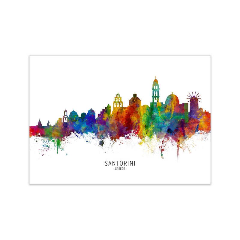 Santorini Greece Skyline Art Print by Michael Tompsett Print Only