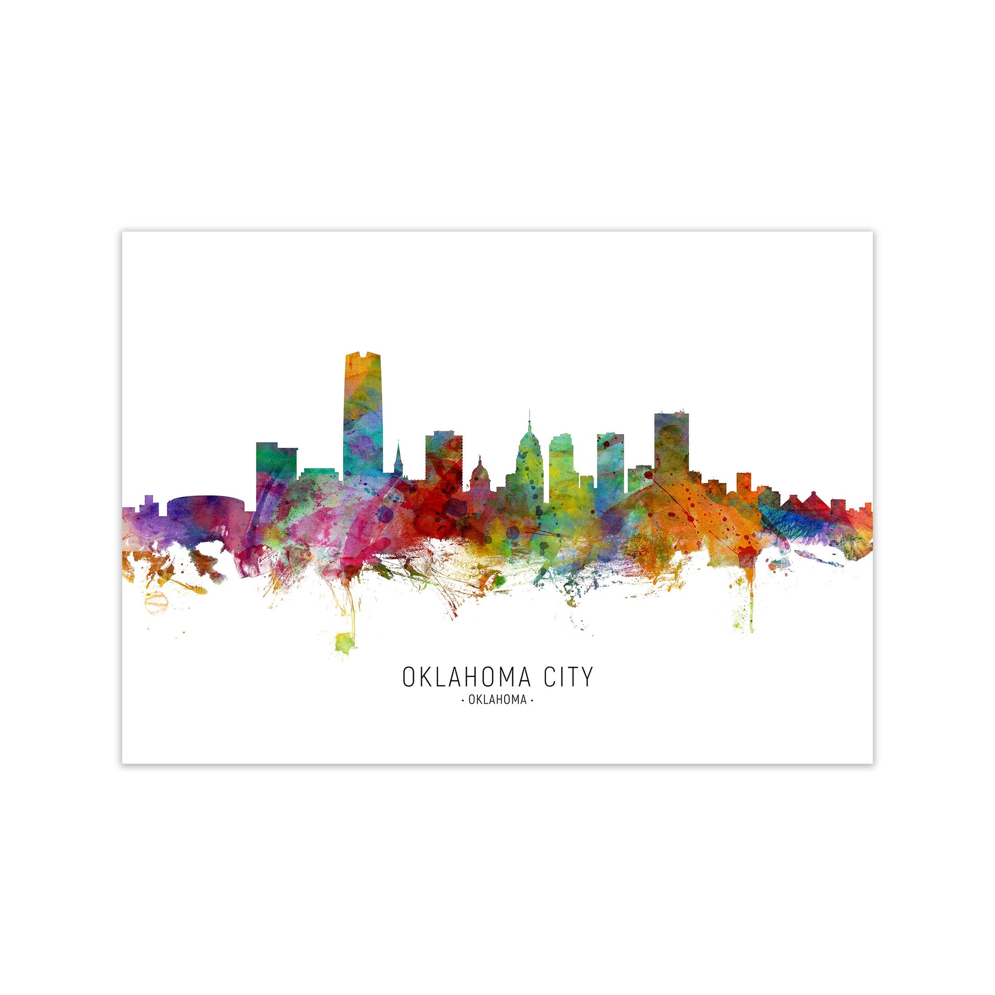 Oklahoma City Oklahoma Skyline Art Print by Michael Tompsett Print Only