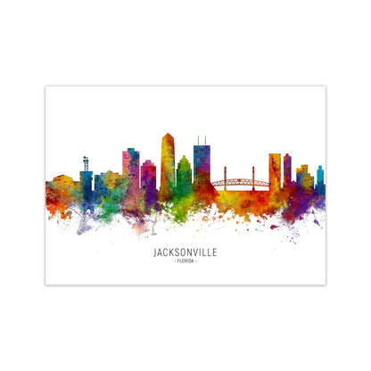 Jacksonville Florida Skyline Art Print by Michael Tompsett Print Only