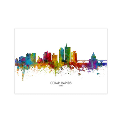 Cedar Rapids Iowa Skyline Art Print by Michael Tompsett Print Only