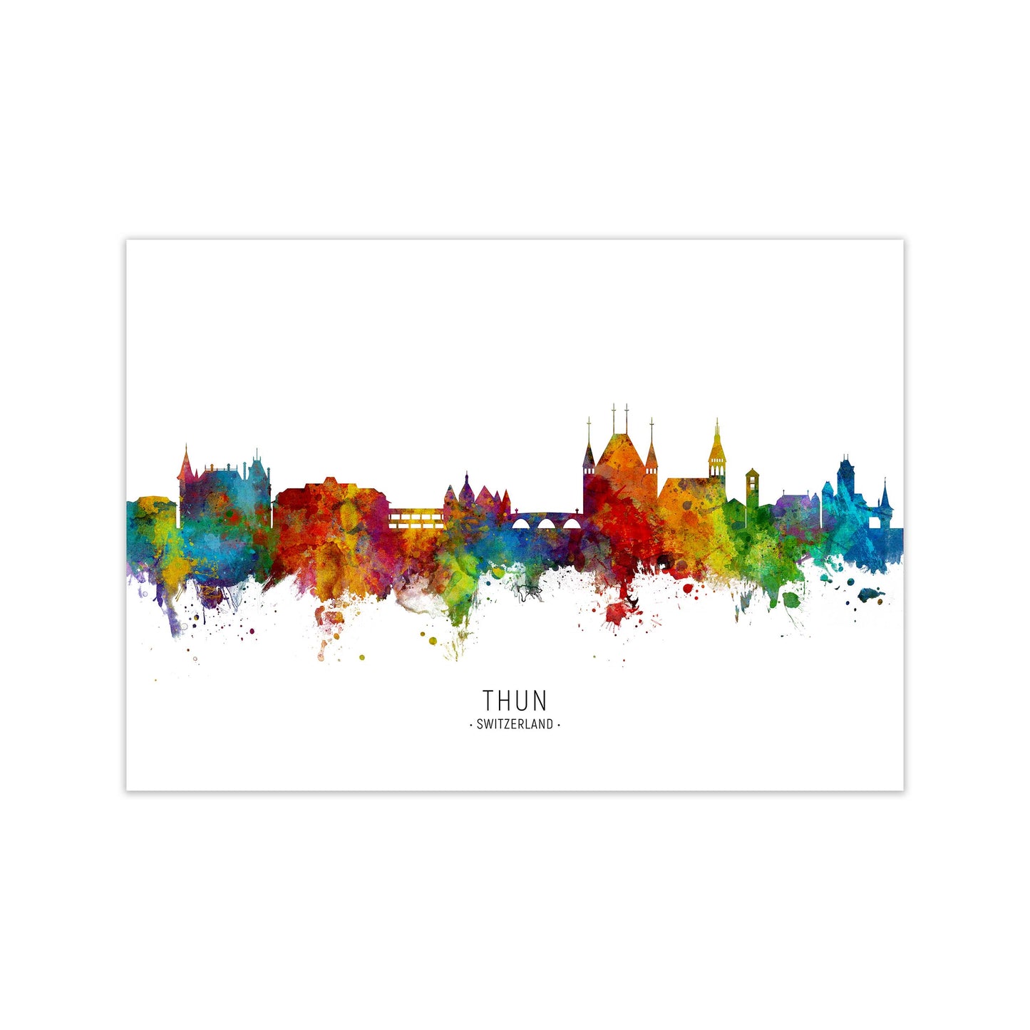 Thun Switzerland Skyline Art Print by Michael Tompsett Print Only